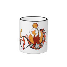 Woman's Basketball Illustration Mugs