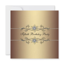 Womans Gold 50th Birthday Party Invitation
