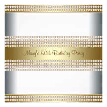 Womans Gold 50th Birthday Party Invite