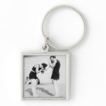 Women Drying their Hair at the Beach Keychain