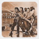 Women Firefighters Pearl Harbour December 7th Square Stickers
