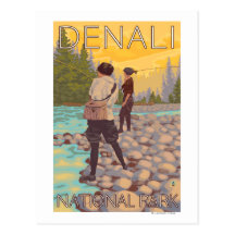 Women Fly Fishing - Denali National Park, Post Cards