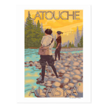 Women Fly Fishing - Latouche, Alaska Post Card
