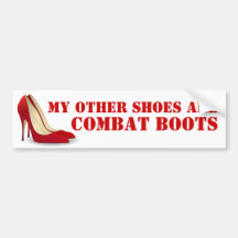 Women in Combat Red Stiletto Heels Bumper Stickers