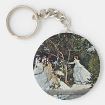 Women In The Garden By Claude Monet Keychain