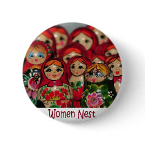 Women Nest, Russian Nesting Dolls Pinback Button
