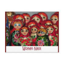 Women Nest, Russian Nesting Dolls Postcard