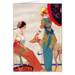 Women Parasols and Greyhound Greeting Cards