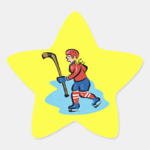 Women Play Hockey Too Star Stickers