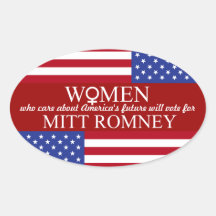 Women who care/Vote Romney+Flag Oval Sticker