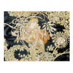 Women with Daisies Art Nouveau Post Card