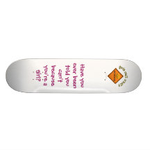 Women Working Road Sign Skateboard