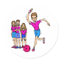 Womens Bowling Team Round Sticker