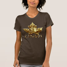 Women's Canada Souvenir T-shirt Gold Maple Leaf