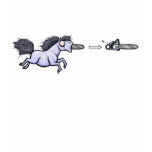 Women's Pony Shooting Chainsaws out of its Mouth t-shirts