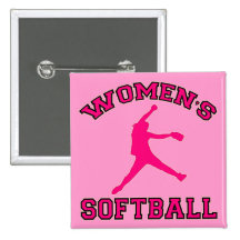 WOMEN'S SOFTBALL PINBACK BUTTON