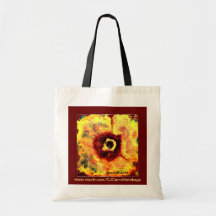 Women's Tote with Floral Painting Burgandy Accents Bags