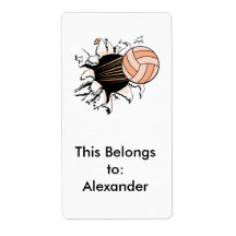 womens volleyball ripping through personalised shipping label