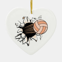 womens volleyball ripping through christmas tree ornament