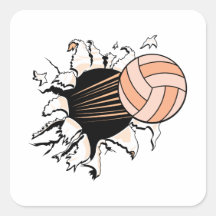 womens volleyball ripping through square sticker