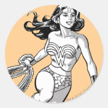 Wonder Woman B&W Lasso 1 Round Sticker