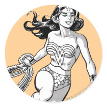 Wonder Woman B&W Lasso 1 Round Sticker