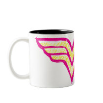 Wonder Woman Colourful Pink and Yellow Logo mugs