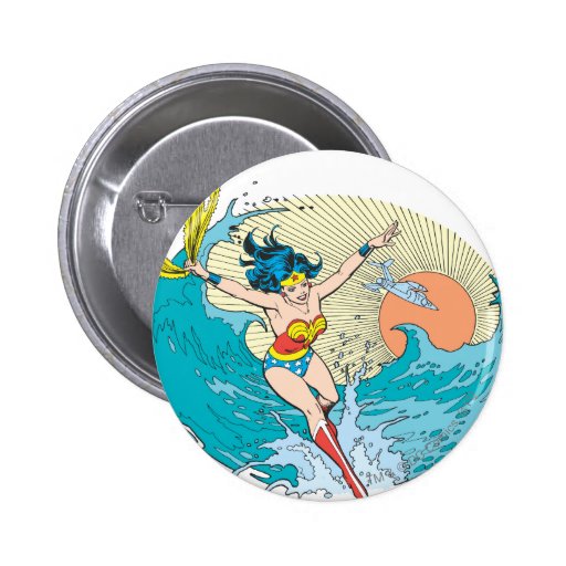 Wonder Woman Ocean Sky Button