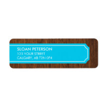 Wood Blue Address Label