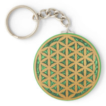 Wood Carving of Flower of Life Keychains