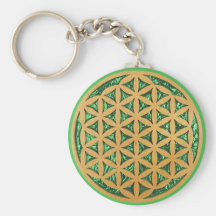 Wood Carving of Flower of Life Keychain