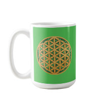Wood Carving of Flower of Life Coffee Mug