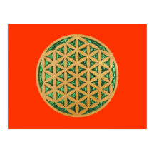 Wood Carving of Flower of Life Post Cards