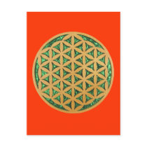 Wood Carving of Flower of Life Post Cards