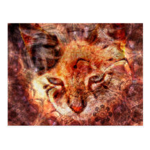Wood Cat Notes Card Postcard