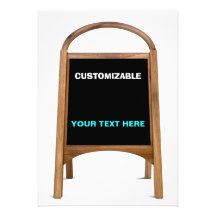 Wood & Chalkboard Standing Sign Customize Personalized Announcements