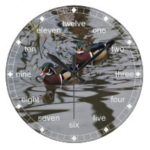 Wood Ducks Swimming In Lake Wallclock