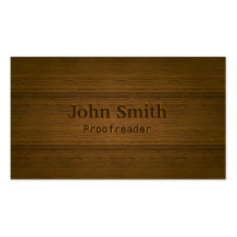 Wood Embossing Proofreading Business Card