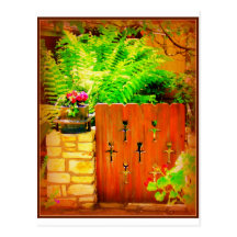 Wood Gate Walkway with Crosses Postcard