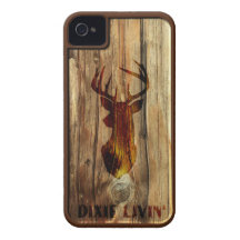 Wood-grain Deer Head by Dixie Livin' iPhone 4 Case-Mate Cases