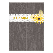 Wood Inspired Wildlowers Baby Shower Invitation