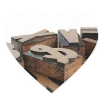 wood letters heart stickers