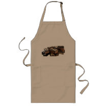 wood letters long khaki apron
