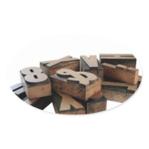 wood letters oval sticker