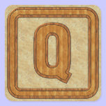 Wood Monogram Q stickers