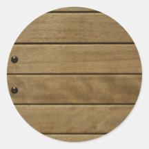 wood panel round sticker