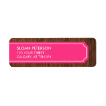 Wood Pink Address Label