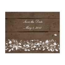 Wood Planks Floral Save the Date Postcard
