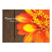 Wood Planks, Orange Zinnia RSVP with envelope Personalized Announcement