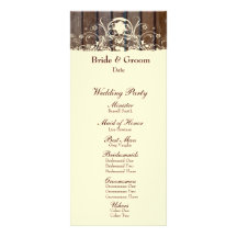 Wood Planks Shabby Lace Wedding Program Customized Rack Card